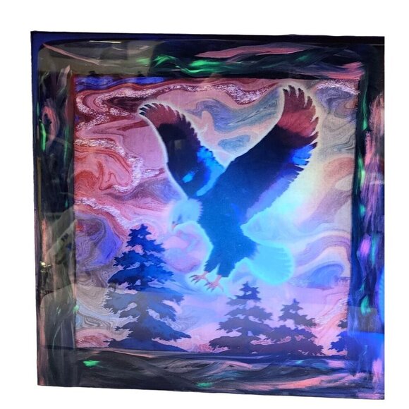 Eagle Wall Art or Large trivet tile With Abstract Background Handmade Resin top - Picture 9 of 13